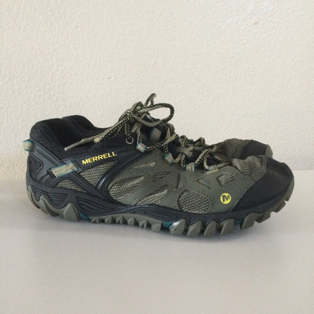 Men’s Merrell 10.5 All Out Blaze Dusty Olive Green Water Hiking Sneaker Shoe